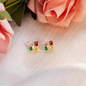 Разноцветные серьги-бабочки с цирконом: Милые и простые аксессуары для ваших ушей