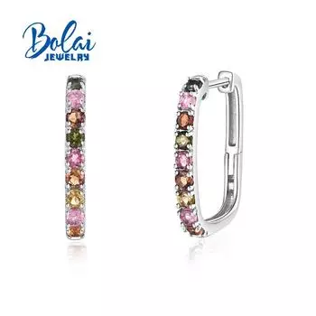 Разноцветные серьги с натуральным турмалином для женщин, серебро 925 пробы, ювелирные изделия, подарок на годовщину S серебряный