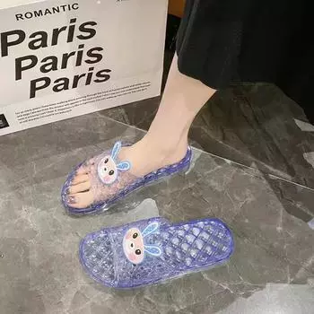 Разноцветные шлепанцы с открытым носком, прозрачные женские тапочки и босоножки, прозрачный верх, элегантные, модные, 39 36