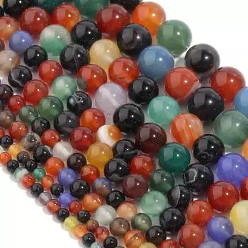 Разноцветные смешанные бусины из оникса и агата 4-12 мм, свободные круглые бусины для изготовления ювелирных изделий, браслетов и ожерелья, сделай сам, прядь из натурального камня 15 дюймов Dia 4mm