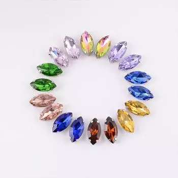 Разноцветные стразы 7x15 мм, серебристые когти, форма глаза лошади, 20 шт./лот, сделай сам 7X15mm света кофе