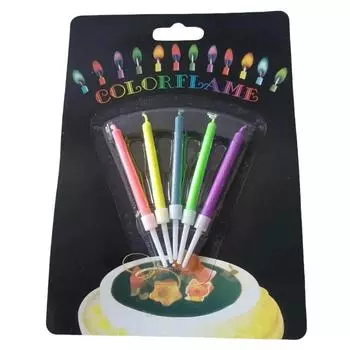 Разноцветные свечи с пламенем, красочные, 5/6 шт./упаковка, свадебные свечи для торта на день рождения, украшения, праздничные принадлежности для детей