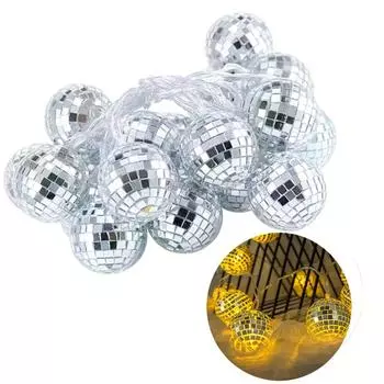 Разноцветные светодиодные гирлянды в виде диско-шаров, мини-праздничные гирлянды для дискотеки 70-х 80-х 3m-Warm Light