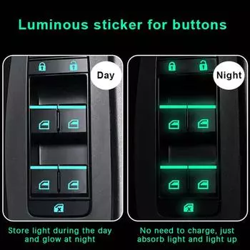 Разноцветные светящиеся наклейки на кнопки автомобиля, наклейки на переключатели стеклоподъемников, светящиеся в темноте наклейки для салона автомобиля