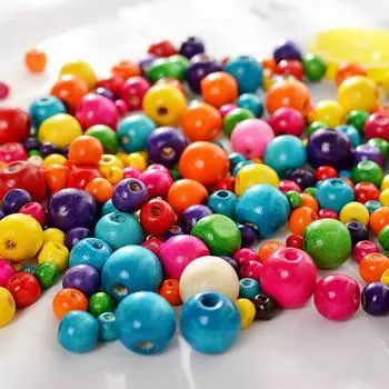 Разноцветные свободные круглые натуральные деревянные бусины для изготовления ювелирных изделий, детские погремушки, соска, фурнитура из бисера 5Pcs 16mm разноцветный