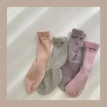 Разноцветные толстые теплые женские носки из кроличьей шерсти, термобелье для дома, сохраняющее тепло, носки для сна для женщин, японская мода, длинные зимние носки