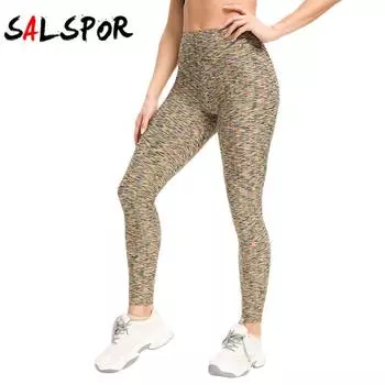 Разноцветные жаккардовые бесшовные леггинсы с высокой талией и эффектом пуш-ап для тренировок в тренажерном зале, спортивные штаны для йоги