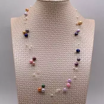 Разноцветные жемчужные ожерелья, натуральный пресноводный жемчуг, леска ручной работы, несколько ожерелий, женское ожерелье из гипсофилы 48cm