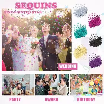 Разноцветные звезды, блестки-конфетти, блестящие конфетти, украшение без отверстий - 10 мм One Size чёрный
