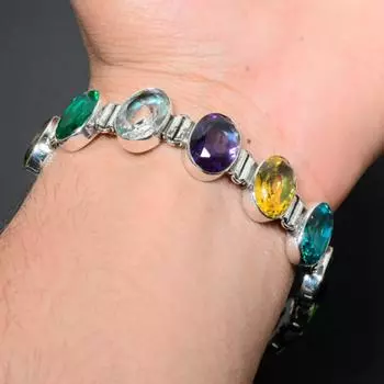 Разноцветный браслет, Браслет из стерлингового серебра 925 пробы, Свадебный браслет, Подарки на годовщину, Подарки для нее, Ювелирные изделия для женщин, Подарки для девочек 8