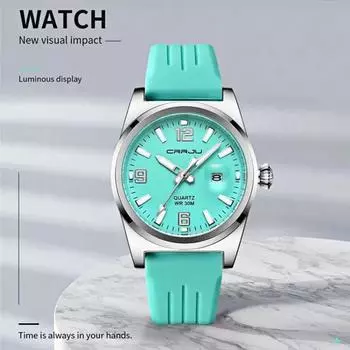 Разноцветный циферблат с календарем, мужские модные часы, студенческие спортивные трендовые часы, водонепроницаемые светящиеся женские кварцевые часы, праздничный подарок мятный зеленый