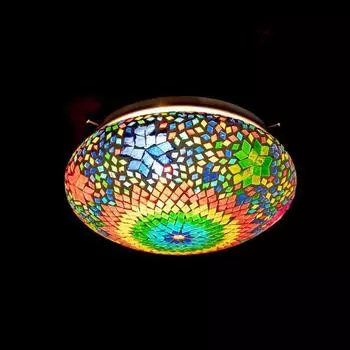 Разноцветный цветочный дизайн Цветной мозаичный стеклянный потолочный светильник