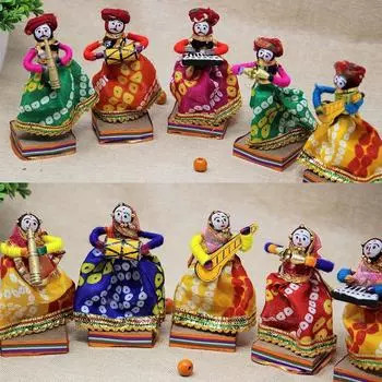 Разноцветный идол кукол музыканта Бавлы из Раджастхани, набор из 10 шт., (5 мужчин и 5 женщин)