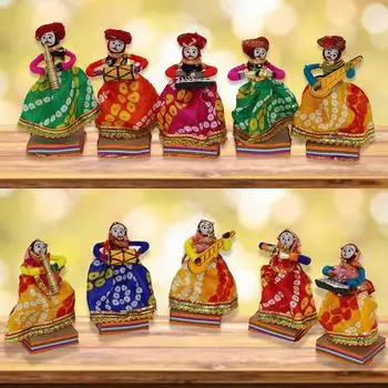 Разноцветный идол кукол музыканта Бавлы из Раджастхани, набор из 10 шт., (5 мужчин и 5 женщин)