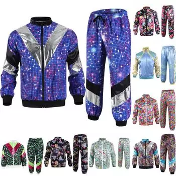 Разноцветный комплект одежды хиппи 1980-1990-х годов L