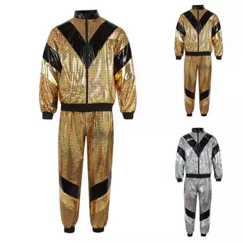 Разноцветный комплект одежды хиппи 1980-1990-х годов XL золотой