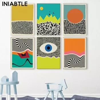 Разноцветный красный, синий, желтый, зеленый, комковатый постер, абстрактный геометрический настенный художественный принт, холст, картина, скандинавская картина, декор для комнаты 21cm30cm NoFrame
