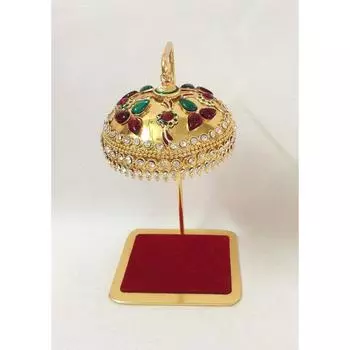 Разноцветный металлический зонт Чхатра для идола Бога – Декоративный Чхатри с подвесными кристаллами для приборной панели автомобиля, офисного стола, домашнего храма и декора стола