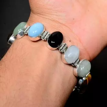 Разноцветный натуральный браслет, браслет из стерлингового серебра 925 пробы, свадебный браслет, подарки на годовщину, подарки для нее, ювелирные изделия для женщин, подарки 8