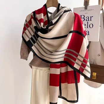 Разноцветный полосатый шарф, элегантный стиль, тонкая теплая шаль, осенне-зимний, холодостойкий, уютный, неэластичный шарф для женщин