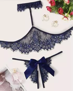 Разноцветный сексуальный женский секс-костюм с тремя точками крепления-бабочкой S