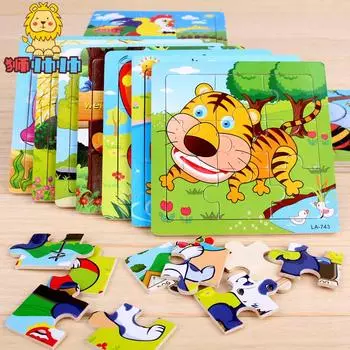 Разнообразие детских деревянных пазлов, 9 частей головоломки, игрушки для раннего развития детей 0-3 лет