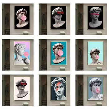 Разнообразие стилей Скульптура Дэвида Плакат Холст Картина и принты Куадрос Художественное украшение Фреска для дома Гостиная Настенный декор без рамки 21*30cm