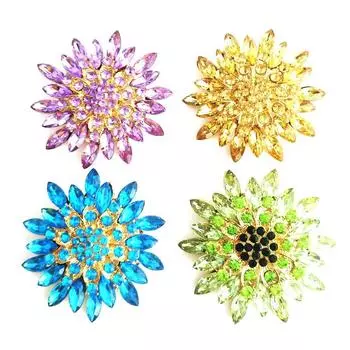 Разные цвета: кофейный, фиолетовый, красный, черный или прозрачный кристалл, элегантная цветочная брошь, корсаж фиолетовый