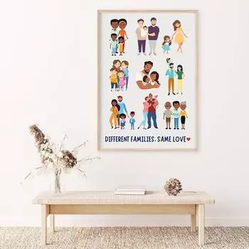 Разные семьи, одна и та же любовь, плакаты, разные семейные настенные художественные картины на холсте, классные принты, скандинавский домашний декор 21cm30cm No Frame