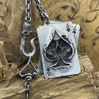 Разработайте подвеску в виде черепа в стиле ретро для модных мужчин с универсальным индивидуальным ожерельем 2*3 CM серебряный