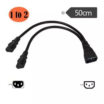 Разветвитель C14 на 2x C13 C14 «папа» на C13 «мама» Кабель-адаптер разветвителя питания Шнур IEC320 Штекер C14 «папа» на C13 «мама»