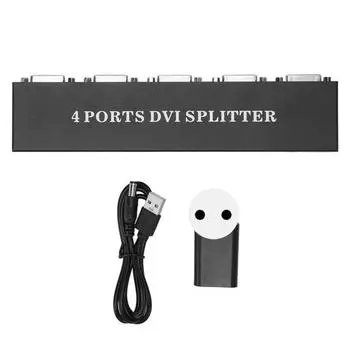 Разветвитель DVI 1 в 4 выхода HD Lossless Plug and Play распределительный видеодубликатор для ПК ноутбука HDTV проектор 100240 В EU вилка EU Plug