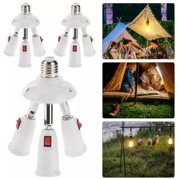 Разветвитель E27, 3 головки, цоколь лампы, регулируемый держатель светодиодного светильника, адаптер, гнездо