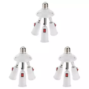 Разветвитель E27, 3 головки, цоколь лампы, регулируемый держатель светодиодного светильника, адаптер, гнездо
