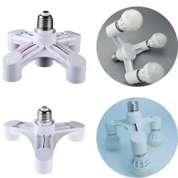 Разветвитель E27, адаптер для лампочки, адаптер, адаптер для цоколя лампы на 3/4/5 головок 3 Heads белый