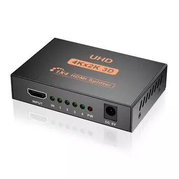 Разветвитель HDMI 4K, 1 на 4 выхода, HDMI-видеораспределитель, 1x2, 1x4, 1080P, HDMI-дисплей, дублирующее преобразование, 1 источник на 2 идентичных дисплея 4K 3D 1X4