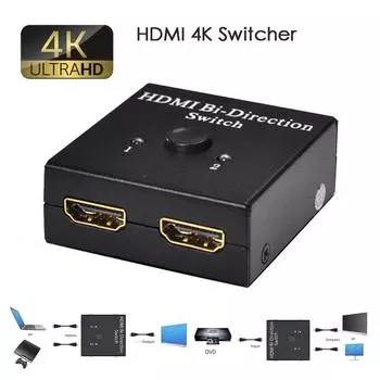 Разветвитель HDMI, 4K-переключатель KVM, двунаправленный 1x2 HDMI-совместимый коммутатор, 2 в 1 выход для PS3, PS4, адаптер коммутатора TV Box.