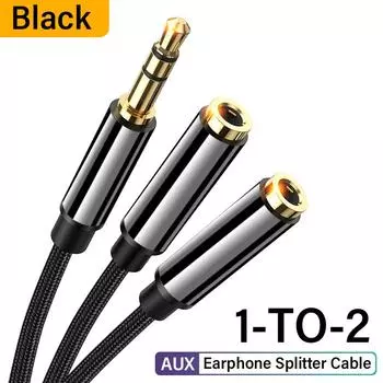 Разветвительный кабель для наушников 3,5 мм, штекер на 2 гнезда 3,5 мм, удлинительный кабель AUX, адаптер для телефона, ноутбука, MP3-аудиоразветвительный кабель
