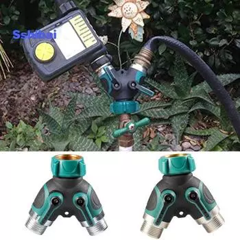 Разветвитель шланга Простое управление Прочное звено Резьбовой интерфейс Функция отключения Полив цветов Цинковый сплав Y-образный соединитель для шланга Садовый инвентарь US Plug