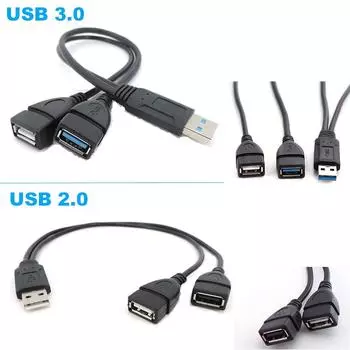 Разветвитель USB2.0 «папа» на 2Dual USB «мама» Двойной USB 2.0 3.0 Удлинитель A-папа на 2 A-мама Y-кабель Преобразователь питания USB 2.0 male