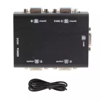 Разветвитель VGA 1 в 4 выхода 250 МГц 1920x1440 USB-питание HD-видео разветвитель для ноутбука, проектора, телевизора