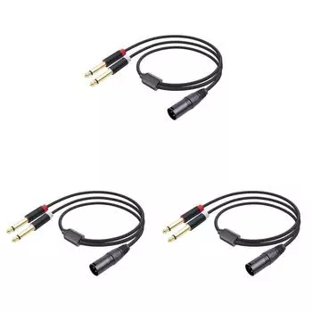 Разветвитель XLR на двойной микрофонный кабель TS Mono Y с разъемом 1/4 дюйма, 6,35 мм для микшера(1m)