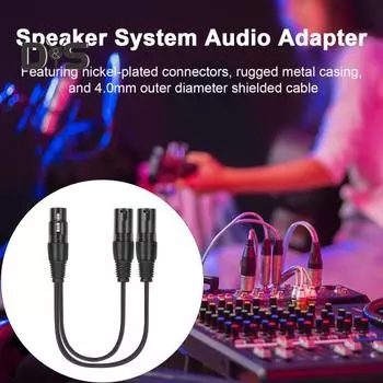 Разветвитель XLR XLR Female на двойной XLR Male Y-разветвитель, соединительный кабель для микрофона, усилителя динамика чёрный