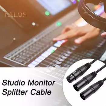 Разветвитель XLR XLR Female на двойной XLR Male Y-разветвитель, соединительный кабель для микрофона, усилителя динамика чёрный