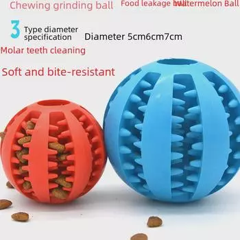 Развивающая игрушка для собак TPR Мяч: Игрушка для животных, помогающая резать зубы, устойчивая к жеванию, очищающая зубы и раздающая еду Medium - 6cm