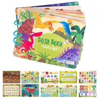 Развивающая книжка Тематика динозавров и животных Дошкольные образовательные обучающие занятия Аутизм Сенсорные игрушки [B] Dinosaur