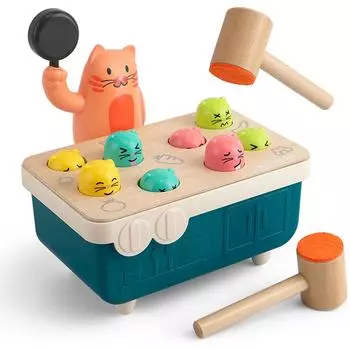 Развивающие игрушки Деревянная скамейка-игрушка с молотком Игрушки для мелкой моторики Игрушка Монтессори, дошкольное обучение Развивающие игрушки для малышей 22x14x11cm