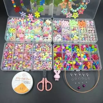 Развивающие игрушки для девочек, ожерелья ручной работы, браслеты, изготовление ювелирных изделий, набор браслетов из бисера, игрушки из бисера для детей, подарок красный