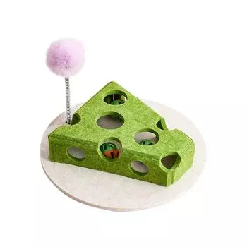 Развивающие игрушки для кошек, интерактивные, для кошек в помещении, коробка для дразнения с пищащими игрушками и царапаньем, игрушки для бега с мячом для физических упражнений для кошек One Size зелёный