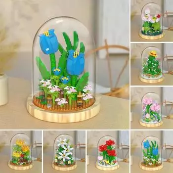 Развивающие игрушки Строительные кирпичи DIY Аксессуары Творческие милые горшечные растения